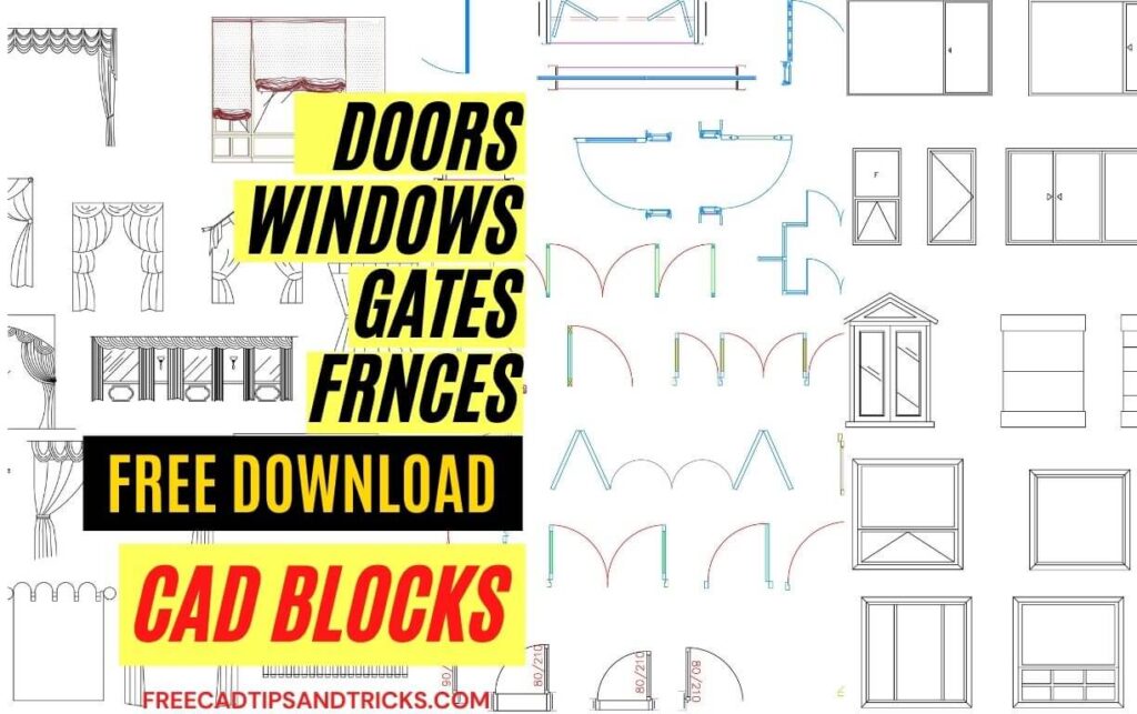 AutoCAD blocks Doors, Windows, Gates, and Curtains Free download (1)
